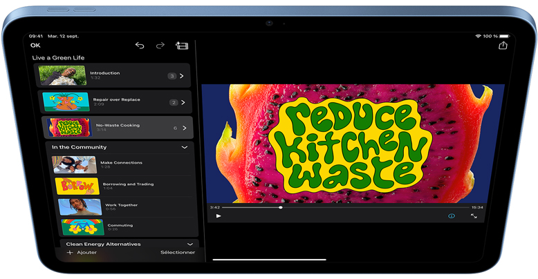 L’app iMovie sur un iPad.