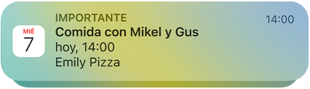 Imagen de una notificación push de la app Calendario