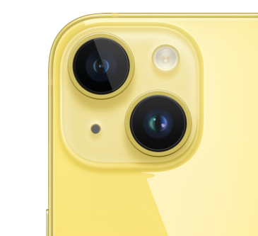 Close-up view of the advanced dual-camera system with Main and Ultra Wide cameras.