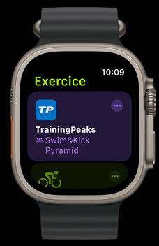 L’app TrainingPeaks s’affiche sur l’Apple Watch Ultra 2.