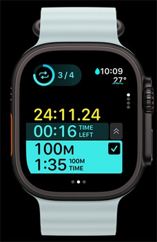 Apple Watch Ultra 2 prikazuje vremenski interval kao dio Prilagođenih treninga.