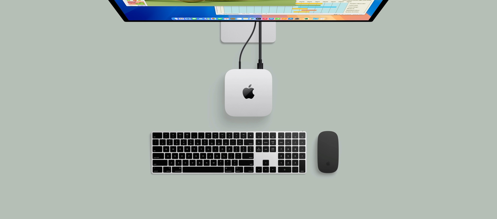 Mac mini uz koji su Studio Display, Magic Keyboard i Magic Mouse