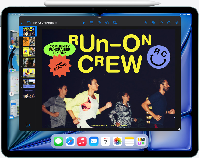 iPad Air menampilkan bagaimana Stage Manager membantu multitasking