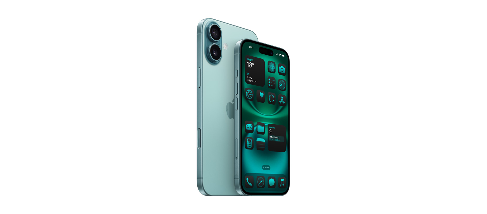 6.7 inch iPhone 16 Plus &amp; 6.1 inch iPhone 16 in Teal