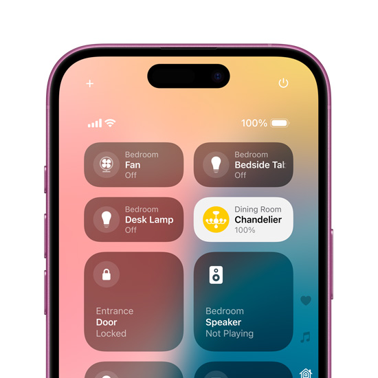 A personalized Lock Screen on iPhone 16 in Pink