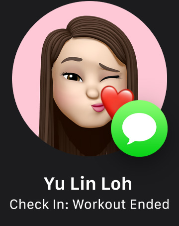 A memoji with Messages icon indicating Check In