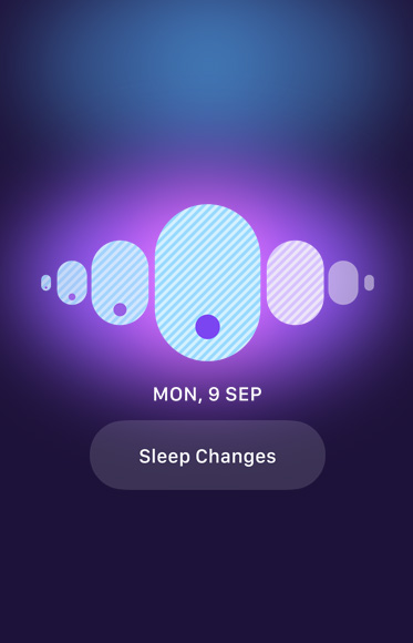 The Cycle Tracking app showing the sleep changes button.