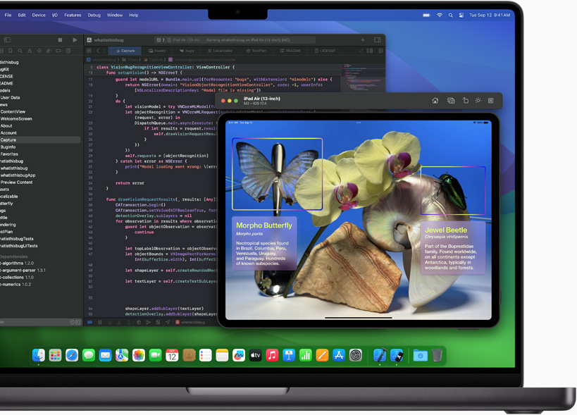 Xcode และ Core ML แสดงอยู่บน MacBook Pro