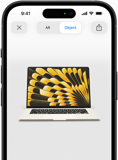 ตัวอย่างประสบการณ์ AR ของ MacBook Air สีสตาร์ไลท์ที่รับชมบน iPhone