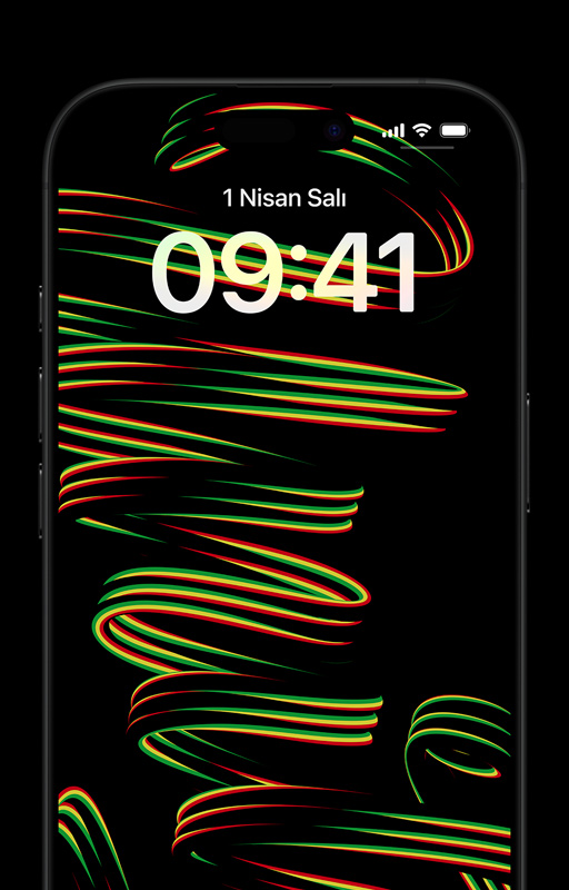 Pan-Afrika bayrağını temsil eden kırmızı, yeşil ve sarı renklerde bitişik el yazısıyla yatay bir biçimde yazılmış “unity” sözcüğü iPhone kilit ekranında gösteriliyor.
