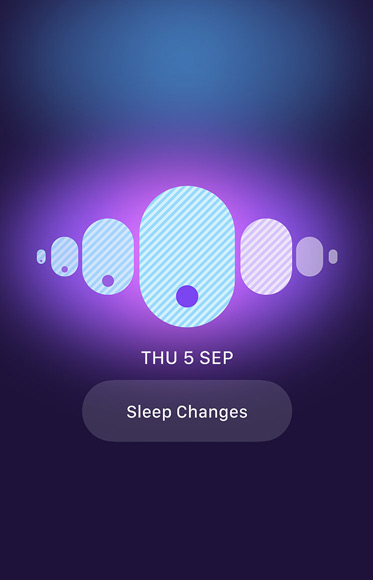 The Cycle Tracking app showing the sleep changes button.