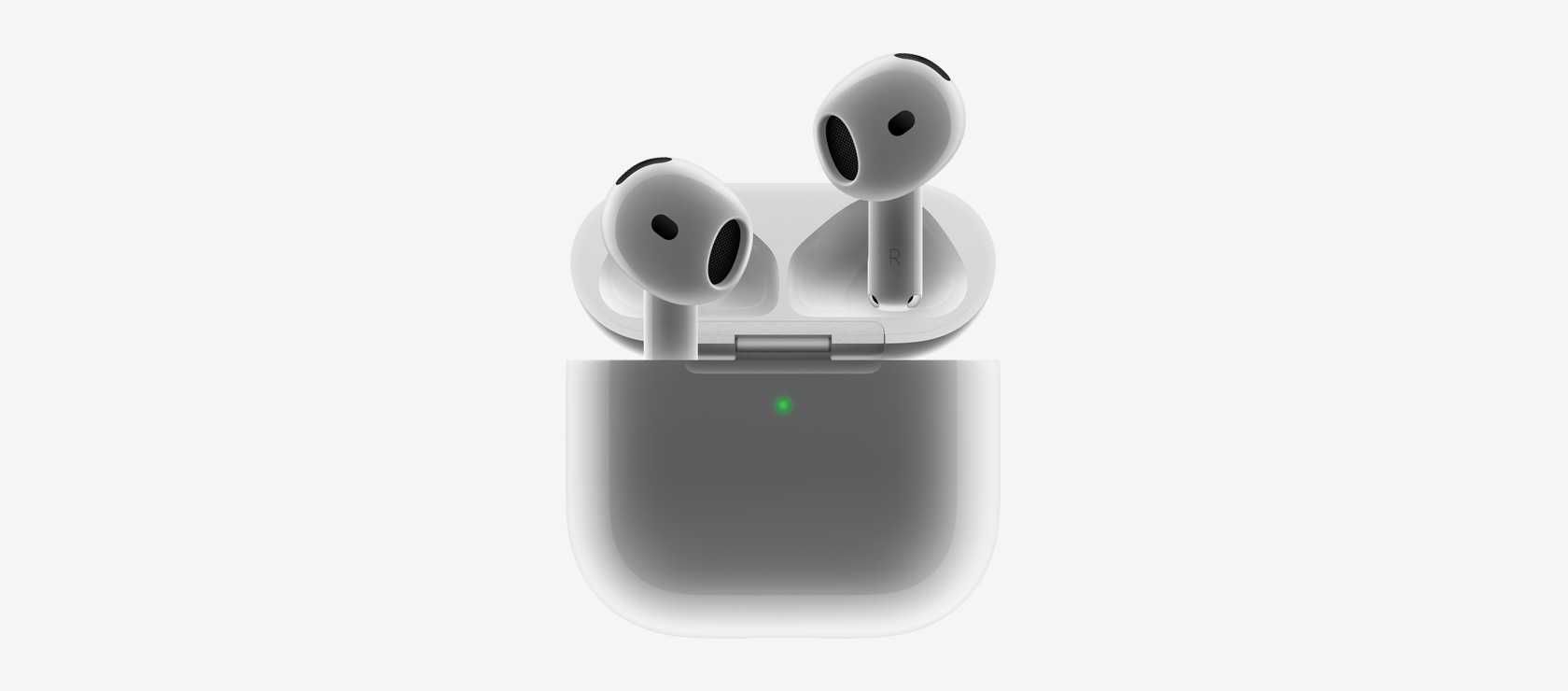 AirPods 4 en hoe ze in de oplaadcase passen.