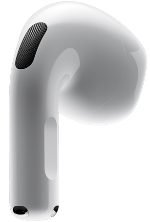 AirPods 4 showcasing the back view of AirPods 4, pointing to the stem with force.