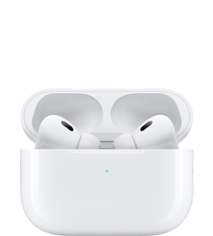 AirPods Pro u kutijici za punjenje s podignutim poklopcem.