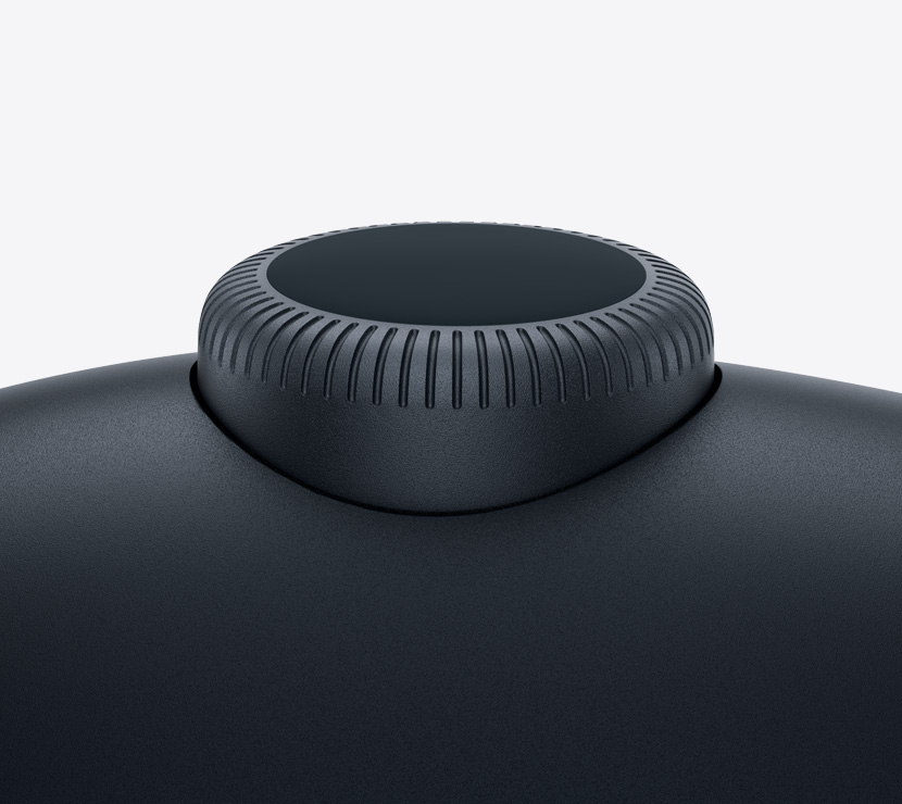 A close-up of AirPods Max digital crown.