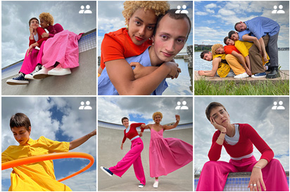 Selección de fotos de un álbum compartido con amigos posando al aire libre