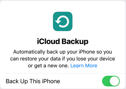 Screen of iCloud Backup data use