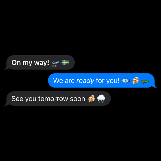 A demonstration of effects on words and emojis in iMessage