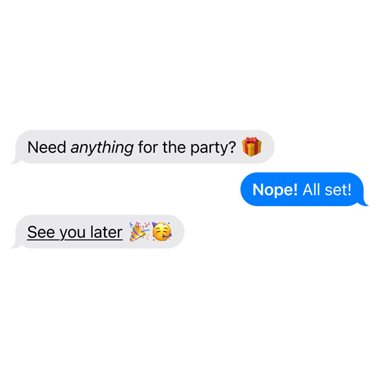 A demonstration of effects on words and emojis in iMessage