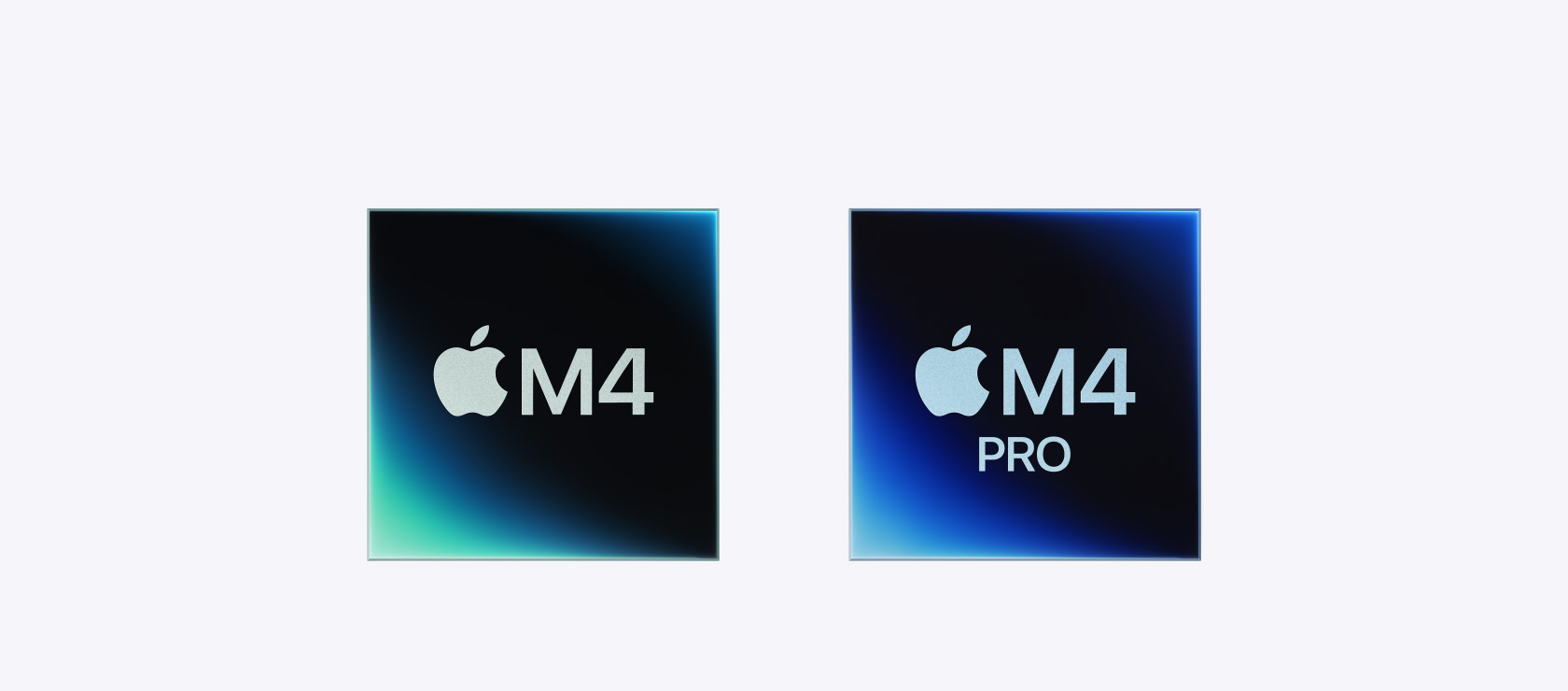 Two images representing the M4 and M4 Pro chips.