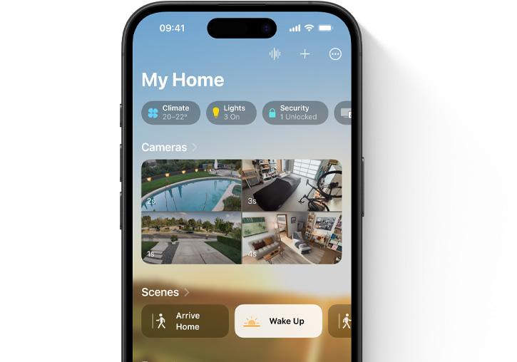 An iPhone showing the Home app’s My Home UI