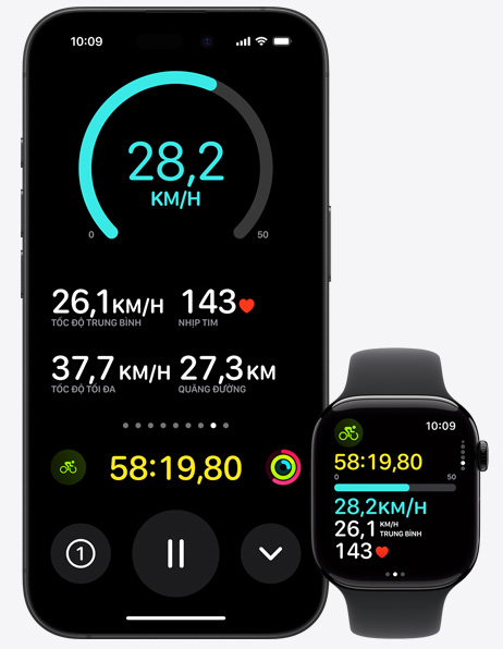 Turn-by-turn directions being shown on both iPhone 16 and Apple Watch Series 10.