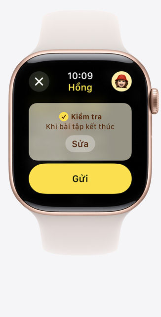 Mặt trước của màn hình Kiểm Tra Bài Tập trên Apple Watch Series 10 